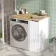 Meuble Lave-Linge 1 Porte 3 Niches Mobile Chêne et Blanc L 93.5 H 88.3 P 60 cm