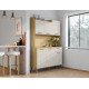 Buffet de Cuisine 6 Portes 1 Tiroir Chêne et Vanille Largeur 122 cm