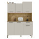 Buffet de Cuisine 6 Portes 1 Tiroir Chêne et Vanille Largeur 122 cm