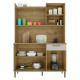 Buffet de Cuisine 6 Portes 1 Tiroir Chêne et Vanille Largeur 122 cm