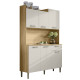 Buffet de Cuisine 6 Portes 1 Tiroir Chêne et Vanille Largeur 122 cm