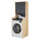 Meuble Lave-Linge 2 Portes 3 Niches Chêne et Blanc L 64.8 H 181 P 61.8 cm