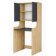 Meuble Lave-Linge 2 Portes 3 Niches Chêne et Blanc L 64.8 H 181 P 61.8 cm