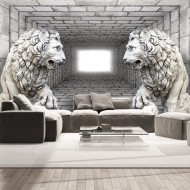 Papier peint  Lions de pierre